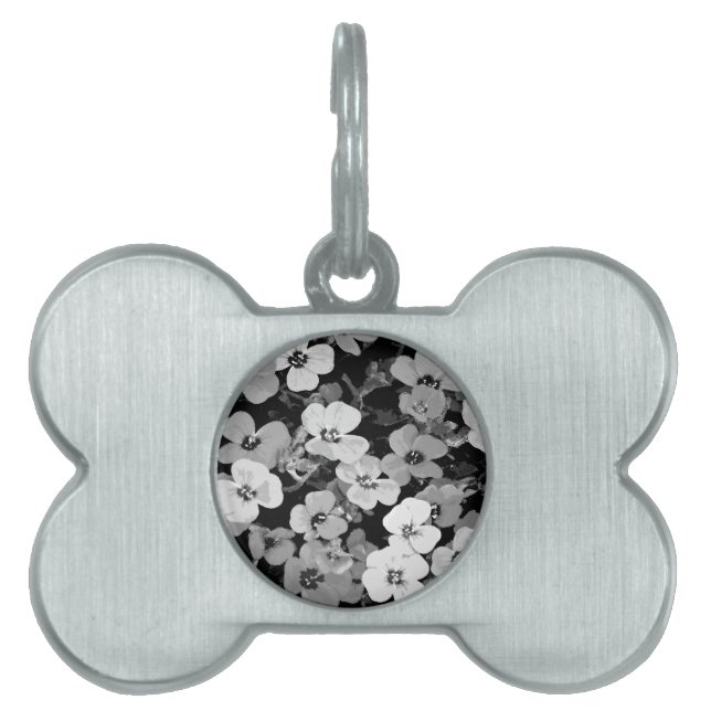 Röd blomma med vattenfärg 2 ID-bricka husdjur (Framsidan)