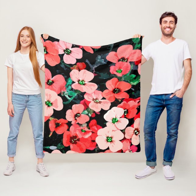 Röd blomma med vattenfärg fleecefilt (På plats)