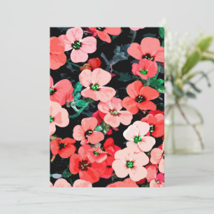 Röd blomma med vattenfärg kort