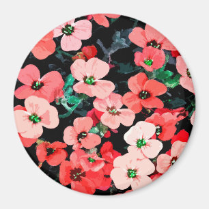 Röd blomma med vattenfärg magnet