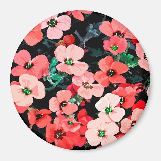 Röd blomma med vattenfärg magnet (Framsidan)