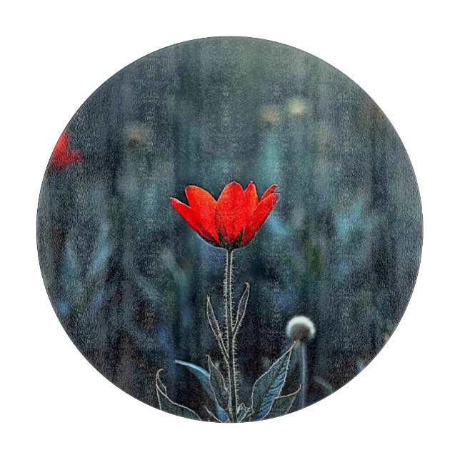 Röd blomma mörk natt ensamhet konst (Framsidan)