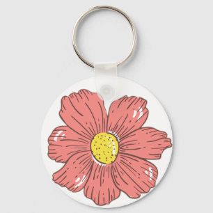 Röd blomma nyckelring