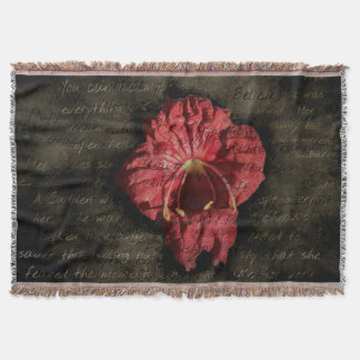Röd blomma på grunge-text filt