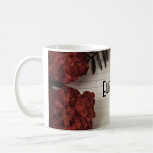 Röd blomma på Lintrad Papper Personlig Kaffemugg