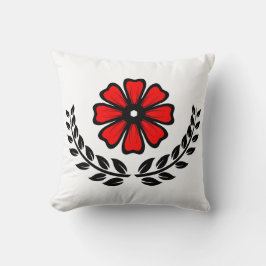 Röd blomma - Polyester Dekorativ kudde 16 tum x 16
