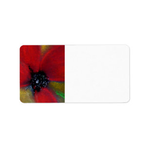 Röd blomma, Poppy. Adressetikett