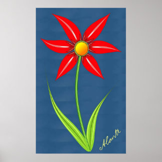 Röd blomma poster