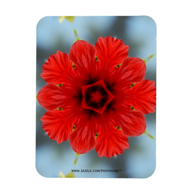 Röd Blomma Premium Magnet (Vertikal)