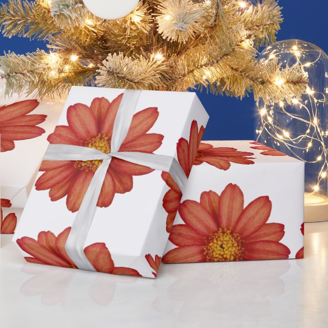 röd blomma presentpapper (Helgdagar)