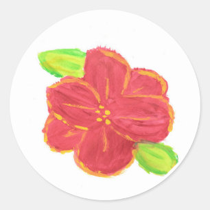 Röd blomma runt klistermärke