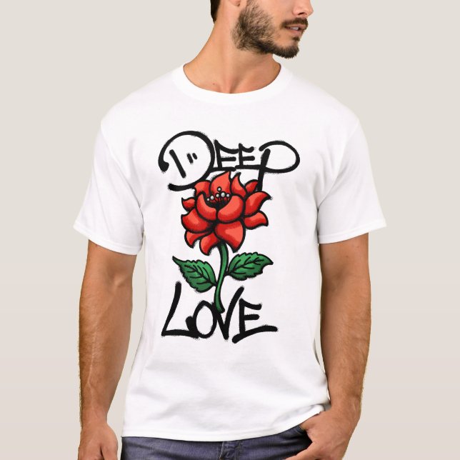 Röd blomma streetwear t shirt (Framsida)