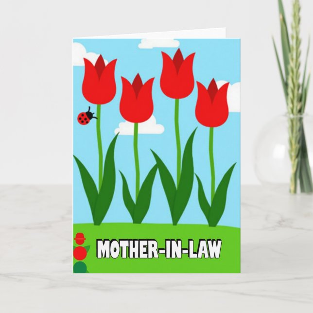 Röd Blomma Svärdotter Kort (Framsida)