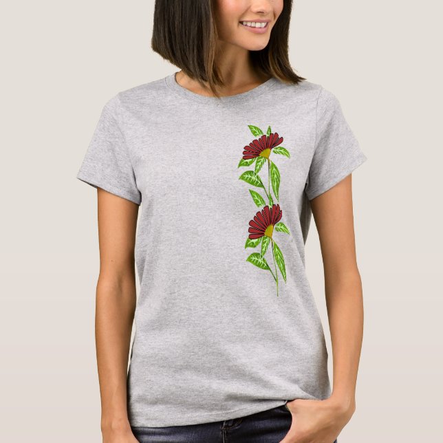 Röd blomma t shirt (Framsida)