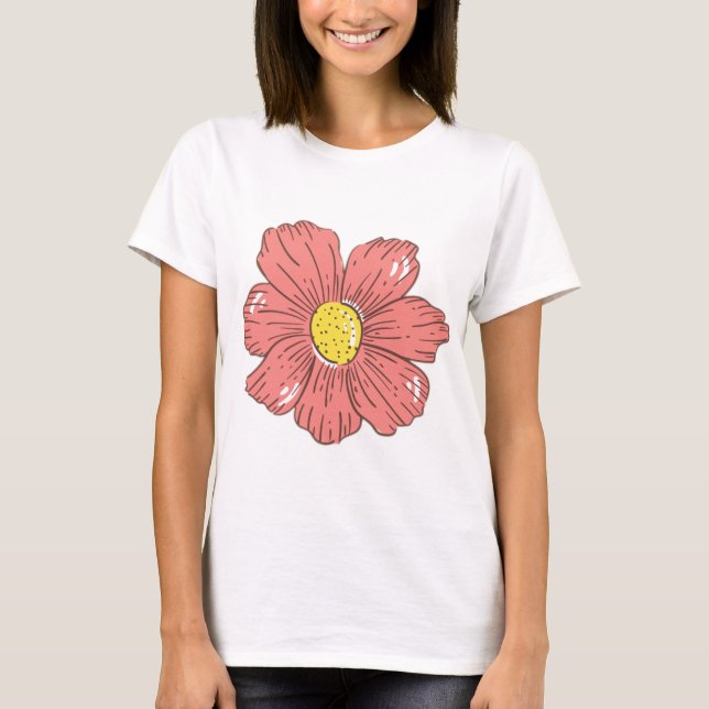 Röd blomma t shirt (Framsida)