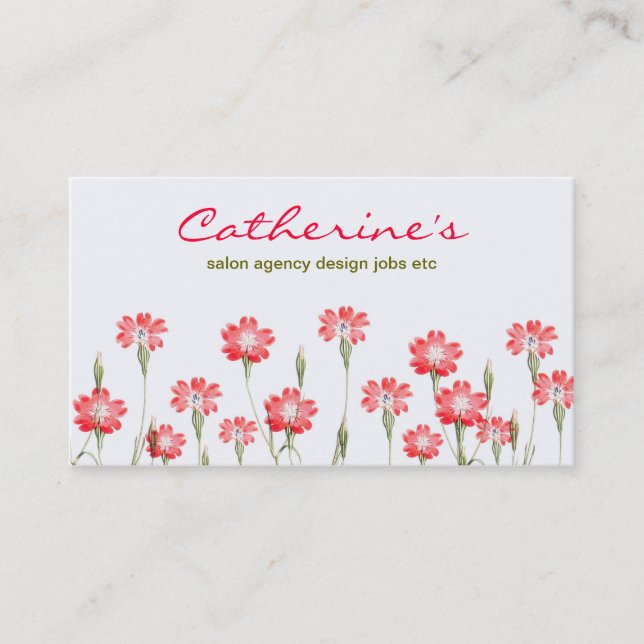 röd blomma trädgårdsdesign visitkort (Framsida)