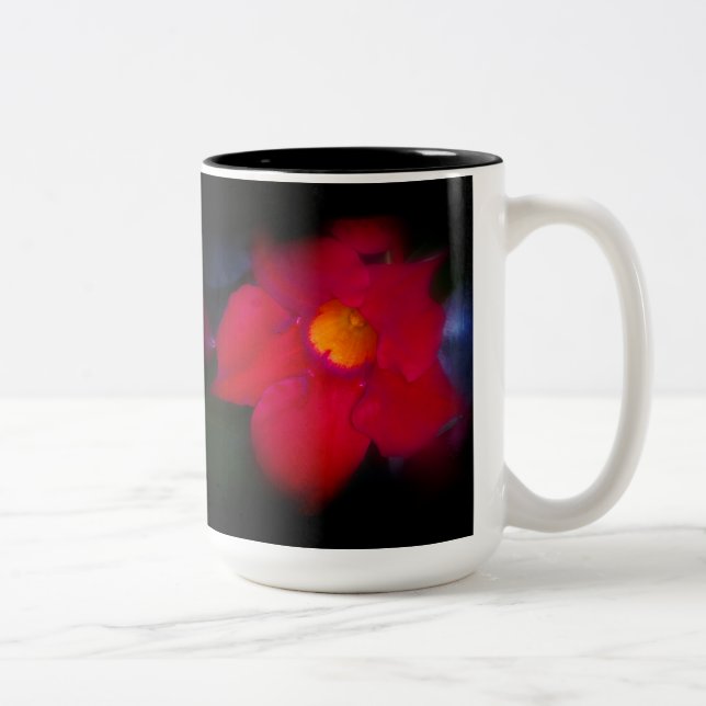 Röd blomma Vin på svart Två-Tonad Mugg (Höger)