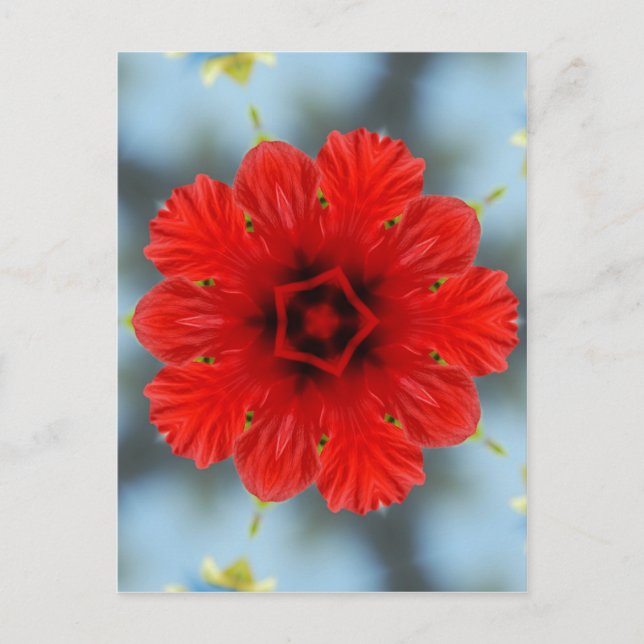 Röd Blomma Vykort (Framsida)
