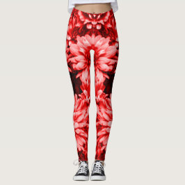 Röd blommadamasker leggings