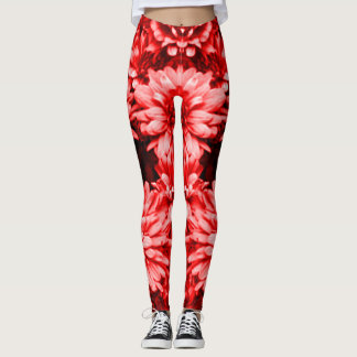 Röd blommadamasker leggings