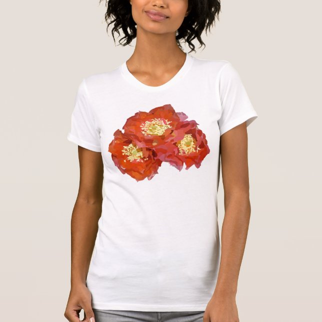 Röd blommamålning tee shirt (Framsida)
