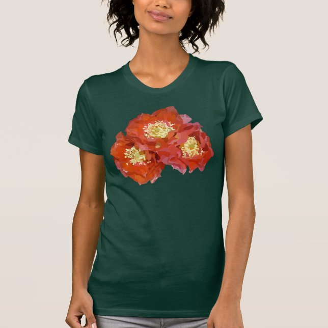 Röd blommamålning tee shirt (Framsida)