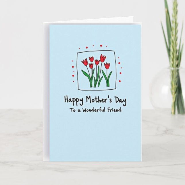 Röd Blommande Moder Vän Kort (Framsida)