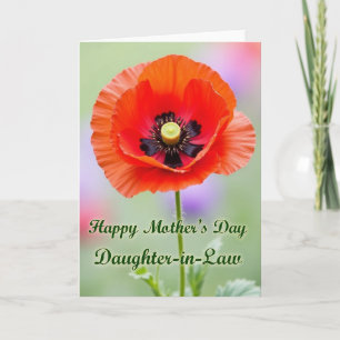 Röd Blommande Söt Mors Dag-kort Kort