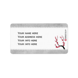 Röd blommar - "Livets gåva" Adressetikett