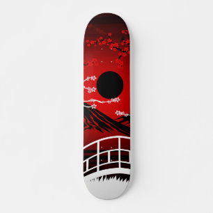 Röd Blommar Mini Skateboard Bräda 18,5 Cm