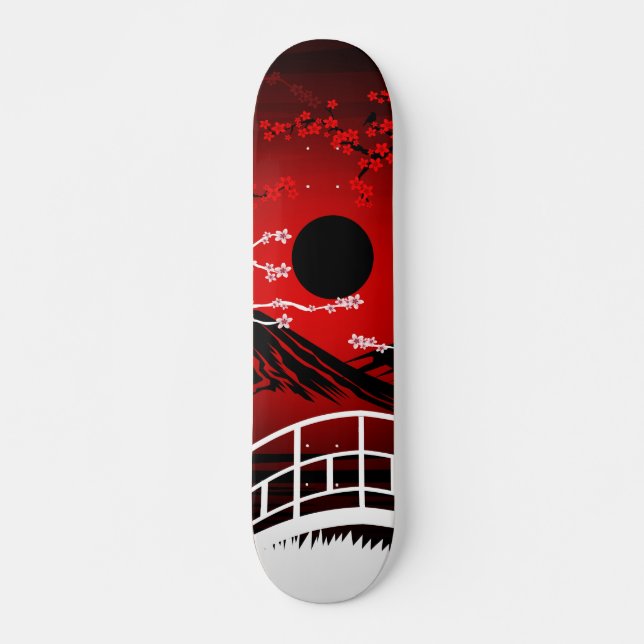 Röd Blommar  Mini Skateboard Bräda 18,5 Cm (Framsida)