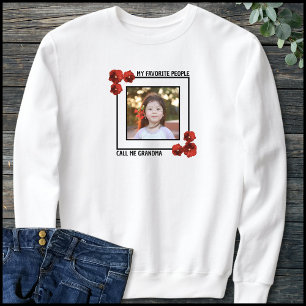 Röd Blommig 1 Foto Söt Uttalande Bästa Mormor T Shirt