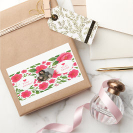 Röd Blommig Anpassad Fotodekal – Älskar Dig Mamma Rektangulärt Klistermärke