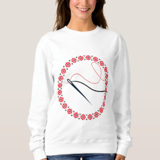 Röd Blommig Brodyr Nålar och Trådar Estetisk T Shirt