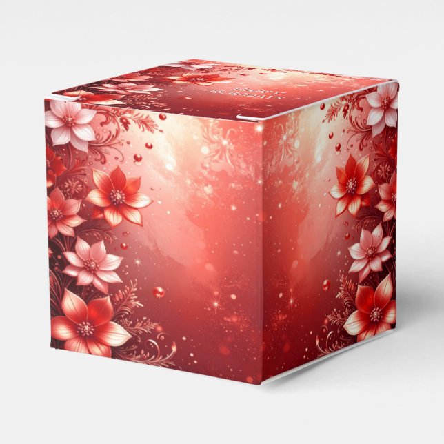 Röd Blommig Festlig Presentaskar (Framsidan Sidan)