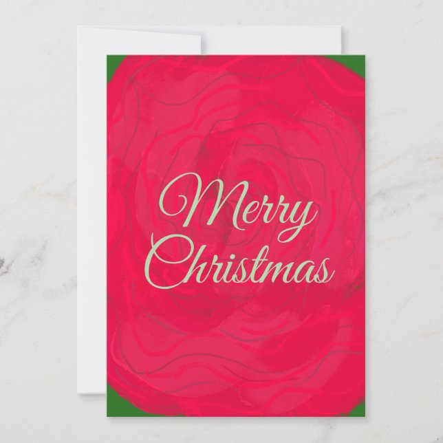 Röd Blommig God Jul  Julkort (Framsida)