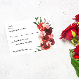 Röd Blommig ingen måltid RSVP OSA Kort