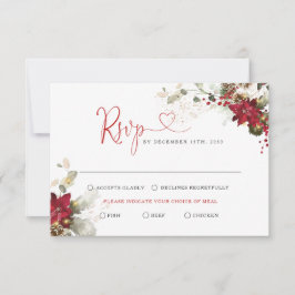 Röd Blommig Julbröllop RSVP-kort OSA Kort