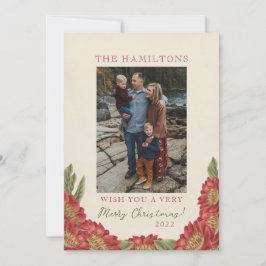 Röd blommig julkort