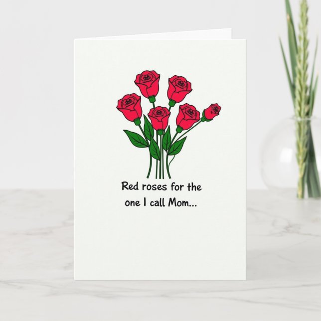 Röd blommig mammas gratulationskort kort (Framsida)