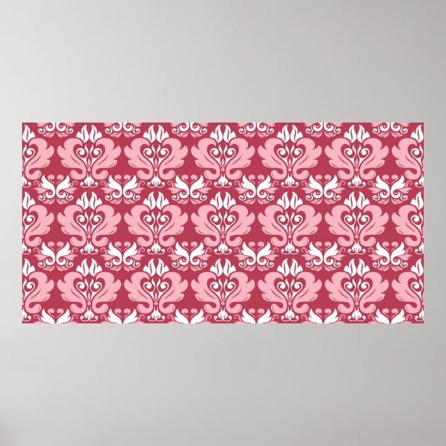 Röd blommig sömlös mönster. Ljust röd och beige ko Poster (Framsidan)