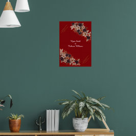 Röd blommig vigselplakat Elegant välkomsthälsning Poster