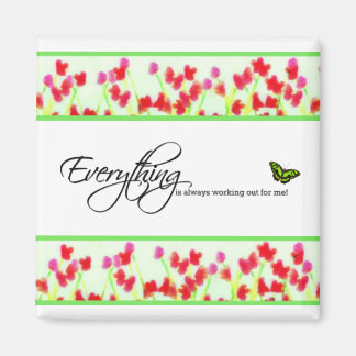 Röd Blommigt - allt fungerar alltid Magnet