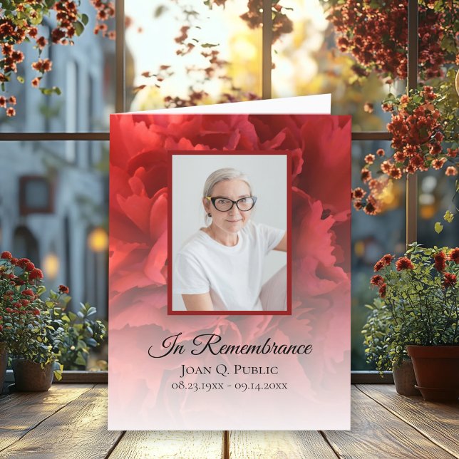 Röd Blommigt - begravningssympati Tack Kort (Skapare uppladdad)
