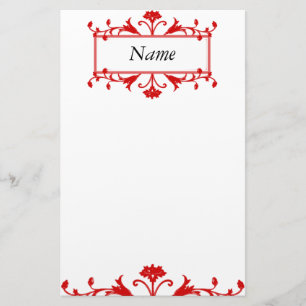 Röd Blommigt Brevpapper