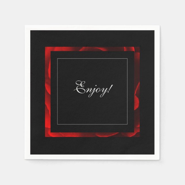 Röd Blommigt, dekormodern Pappersservett (Framsidan)