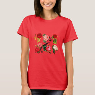 Röd Blommigt Feminist Shirt T Shirt