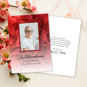 Röd Blommigt - Funeral Memorial Sympathy Tack Kort