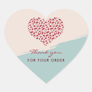 Röd Blommigt Heart-Elegant Tack Hjärtformat Klistermärke