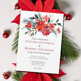 Röd Blommigt jul Poinsettia Winter Wedding Inbjudningar